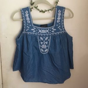 Chambray embroidered top
