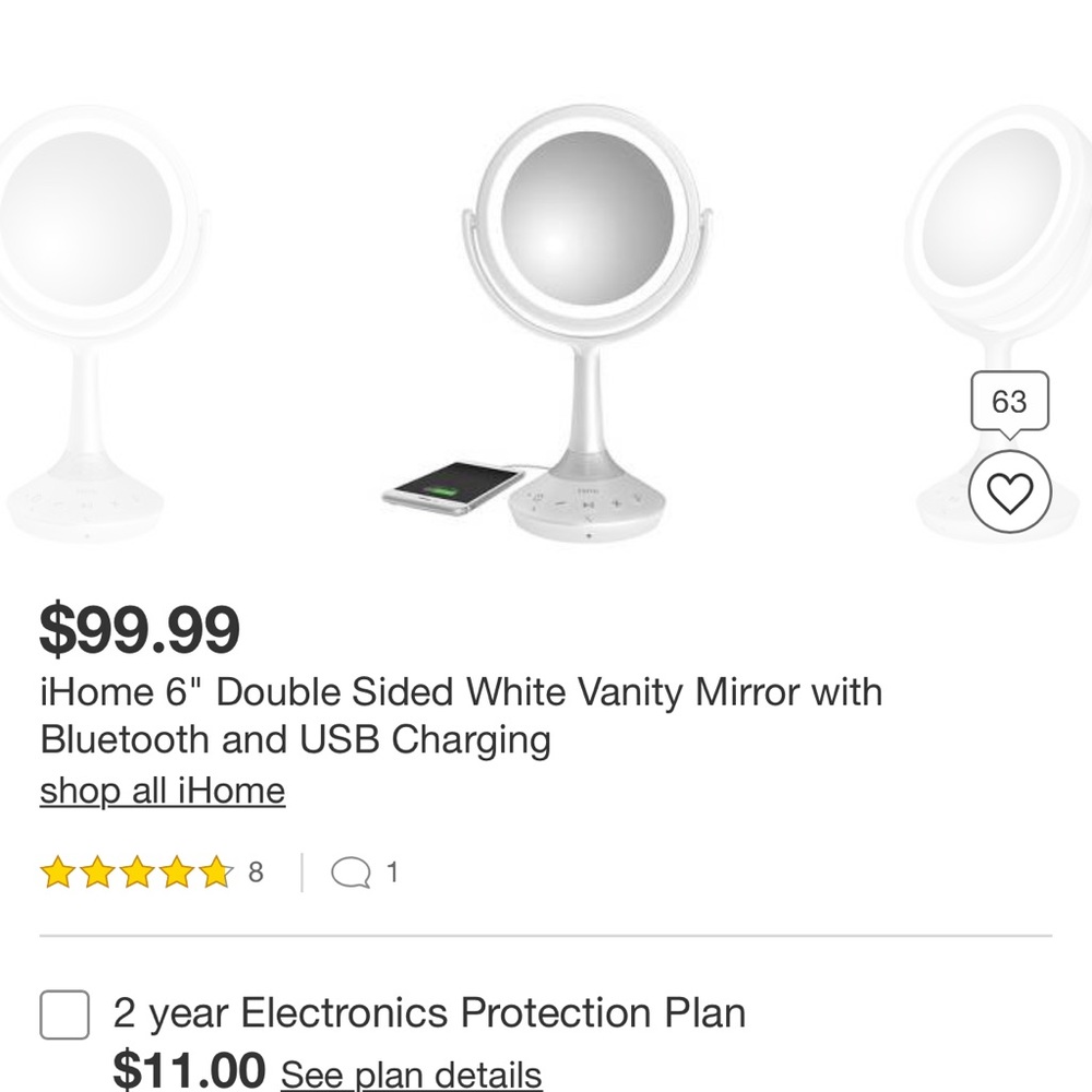 iHome vanity mirror