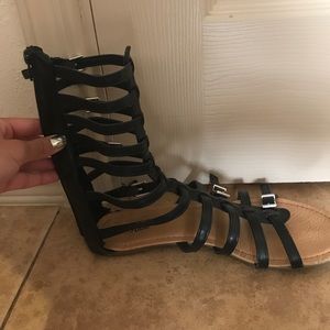 BLACK GLADIATOR SHOES