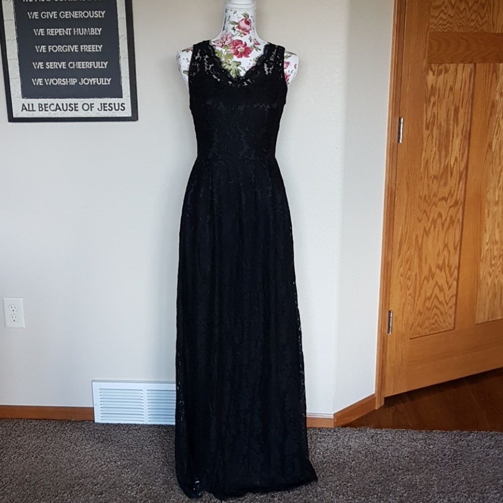 long black lace dress