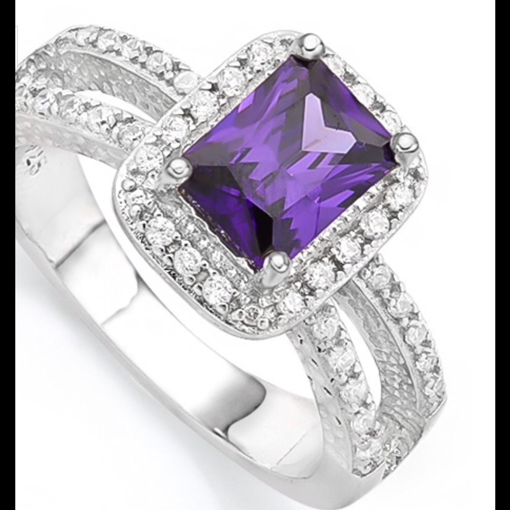 Amethyst and White Sapphire Ring