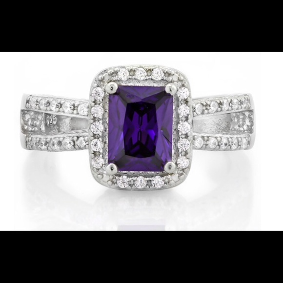 Amethyst and White Sapphire Ring - Picture 2 of 4