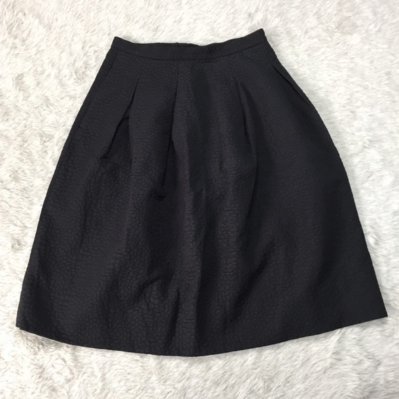 H&M Skirts Hm Black Textured Aline Pleated Midi Skirt 8 Poshmark