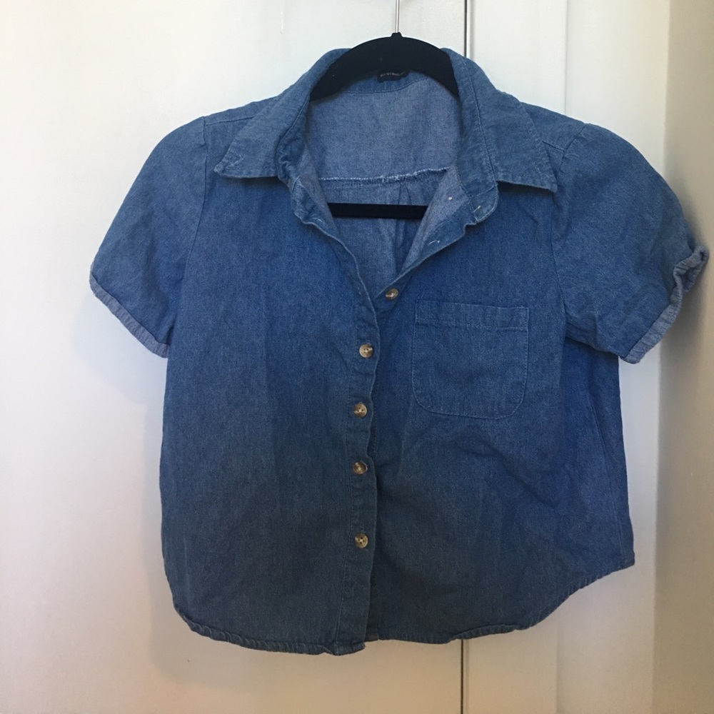 Denim Button down Short sleeve Brandy Melville top