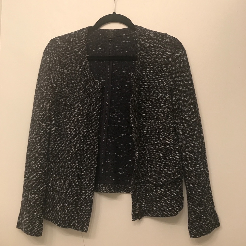 Navy knit zip up jacket