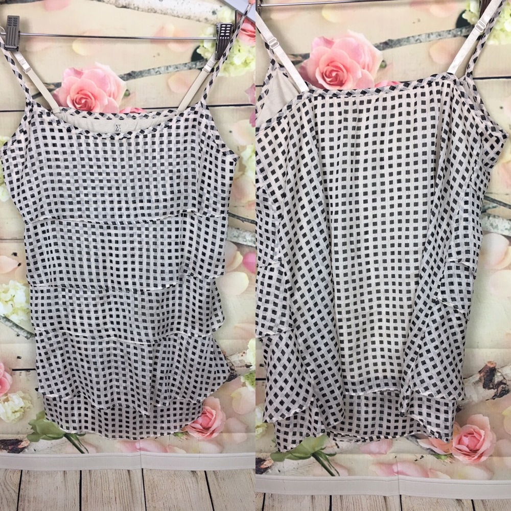 NY & CO Ruffles Layers Sheer Tank Size S