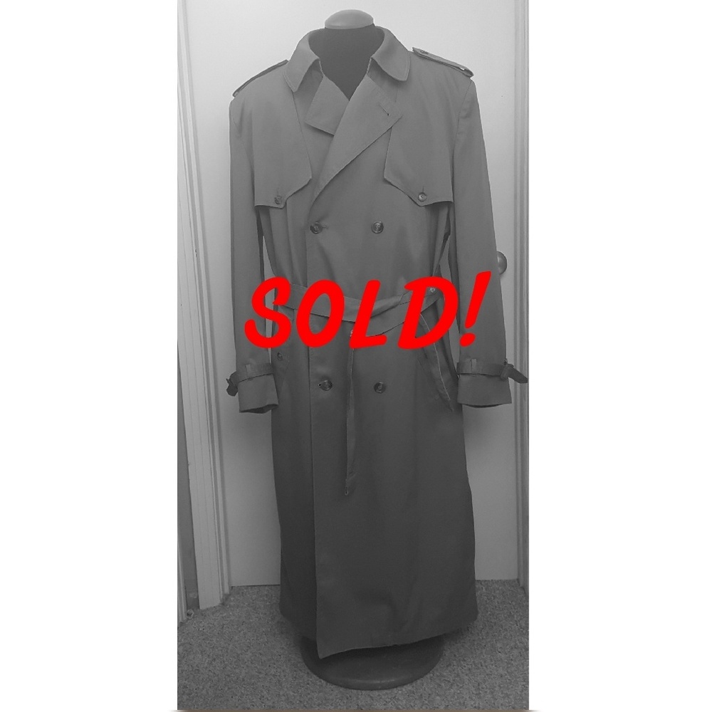 Mens Trench Coat Khaki Tan Beige Size 48 X-Long