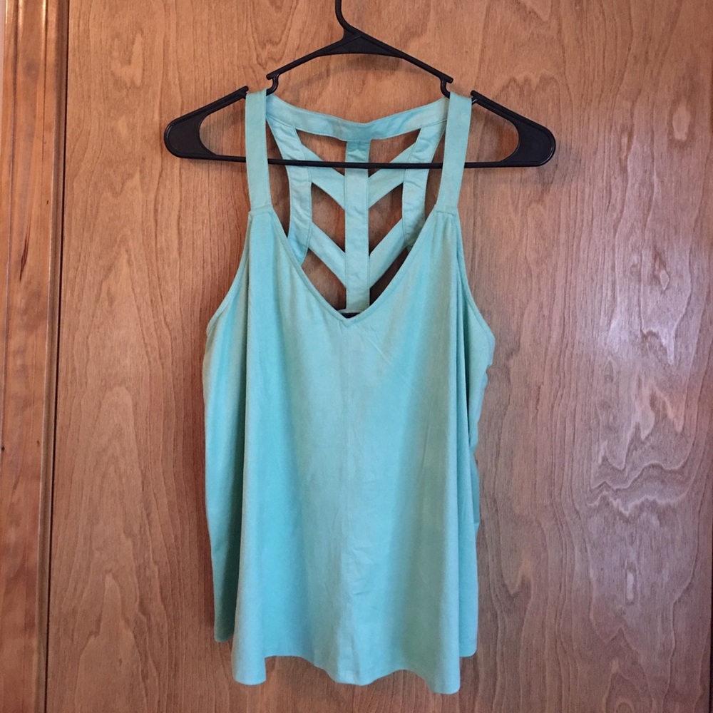 Sea foam green tank top with razorback design