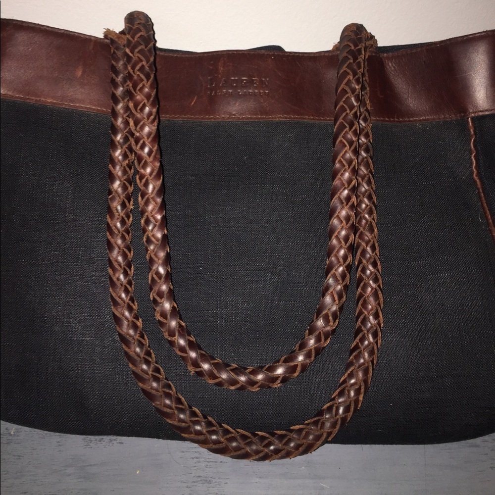 Ralph Lauren black purse with brown leather