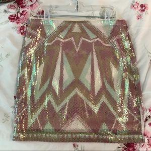 Sequined aztec mini skirt