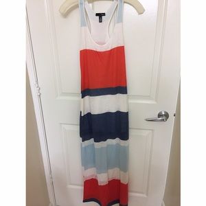 Aqua Striped Maxi Dress