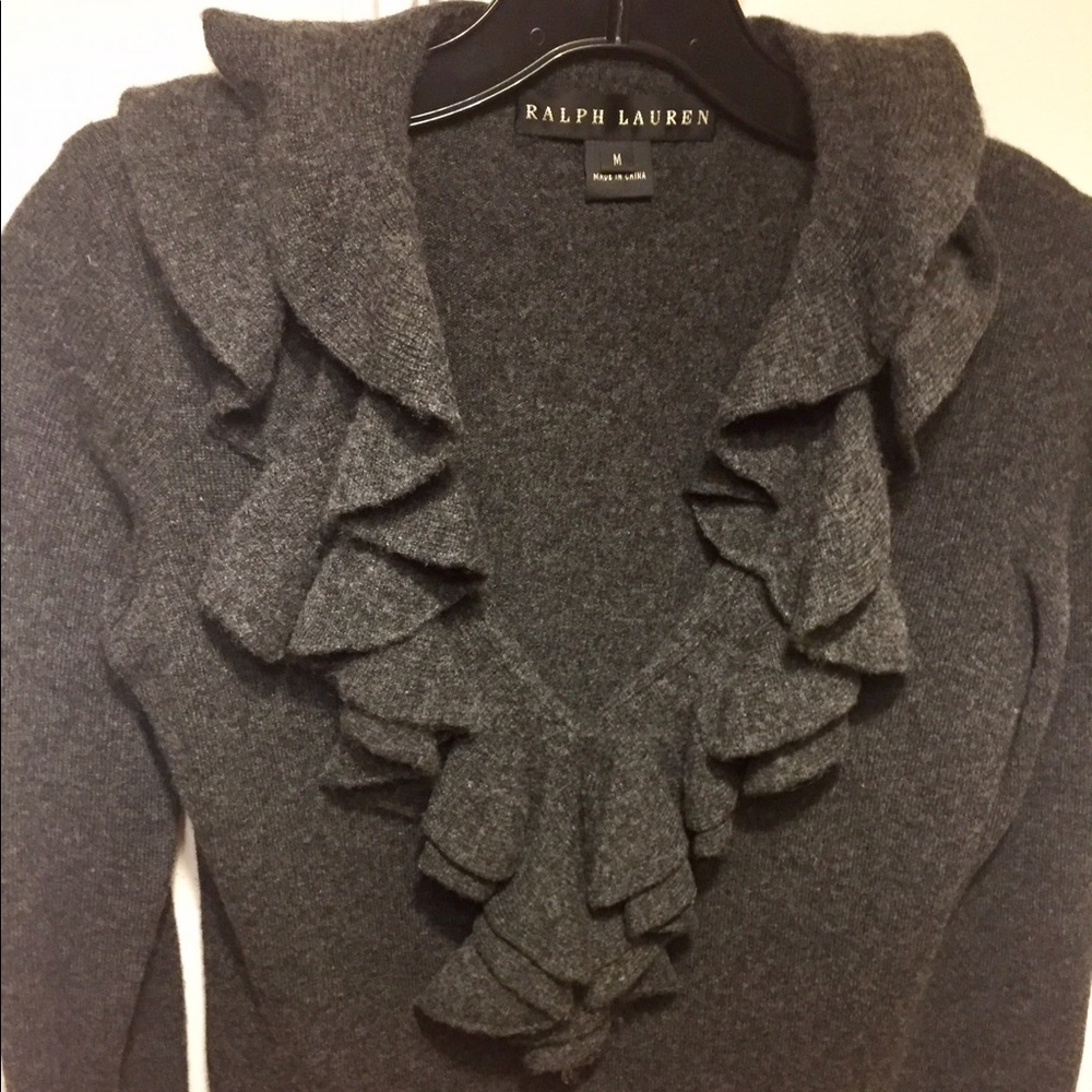 Ralph Lauren Ruffle V-neck Button Cardigan