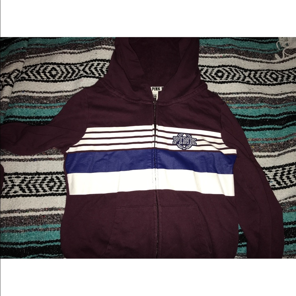 VS Pink Maroon zip up hoodie