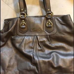 Tan/gold Coach bag