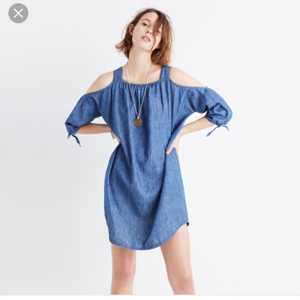 Madewell cold shoulder chambray dress