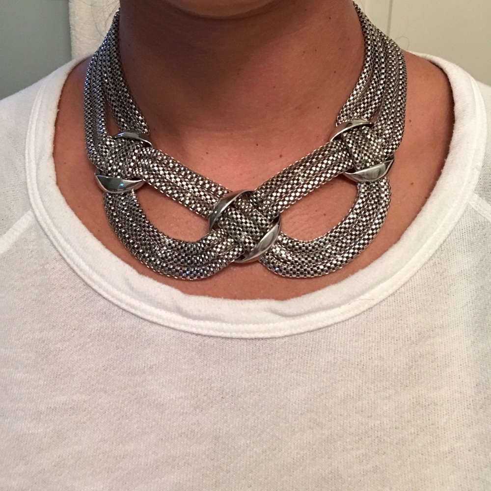 Silver color statement necklace