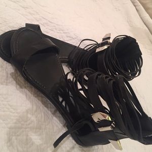 Black strappy sandals!