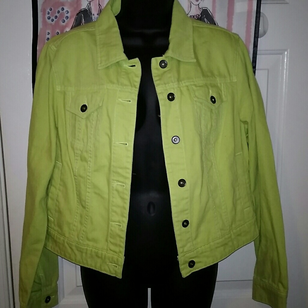 Lime green denim jean jacket