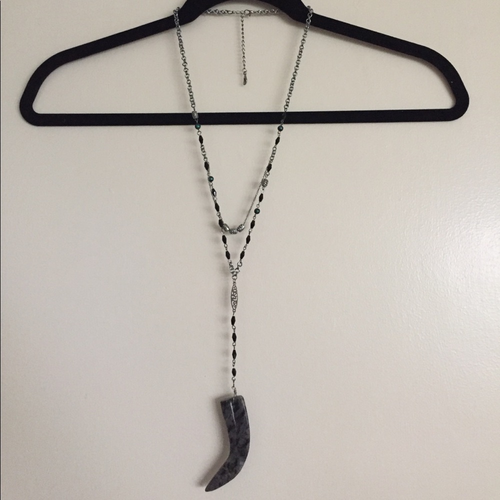 Free People silver necklace w/ tusk