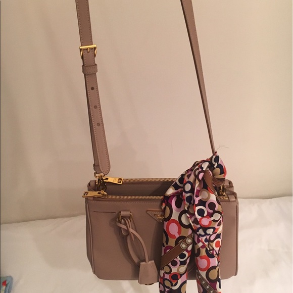 Coach Printed Square Scarf (pink, orange, brown) - Picture 4 of 5