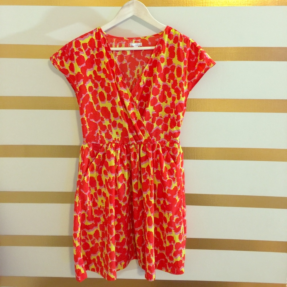 Gap Dress in Orange Yellow Pink Leopard Print