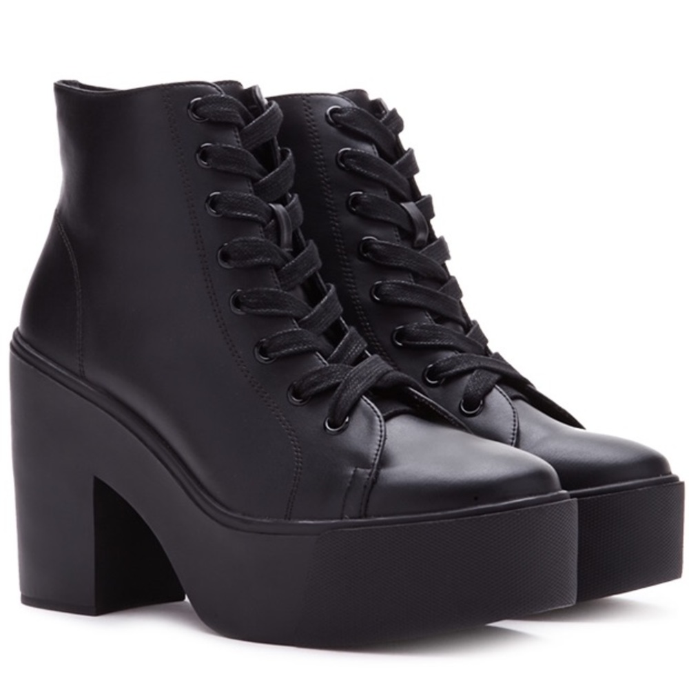 Lace up chunky platform ankle boots
