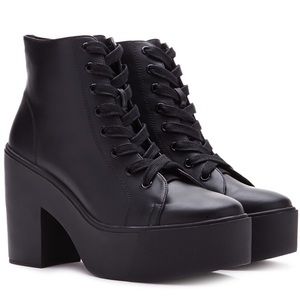 Lace up chunky platform ankle boots