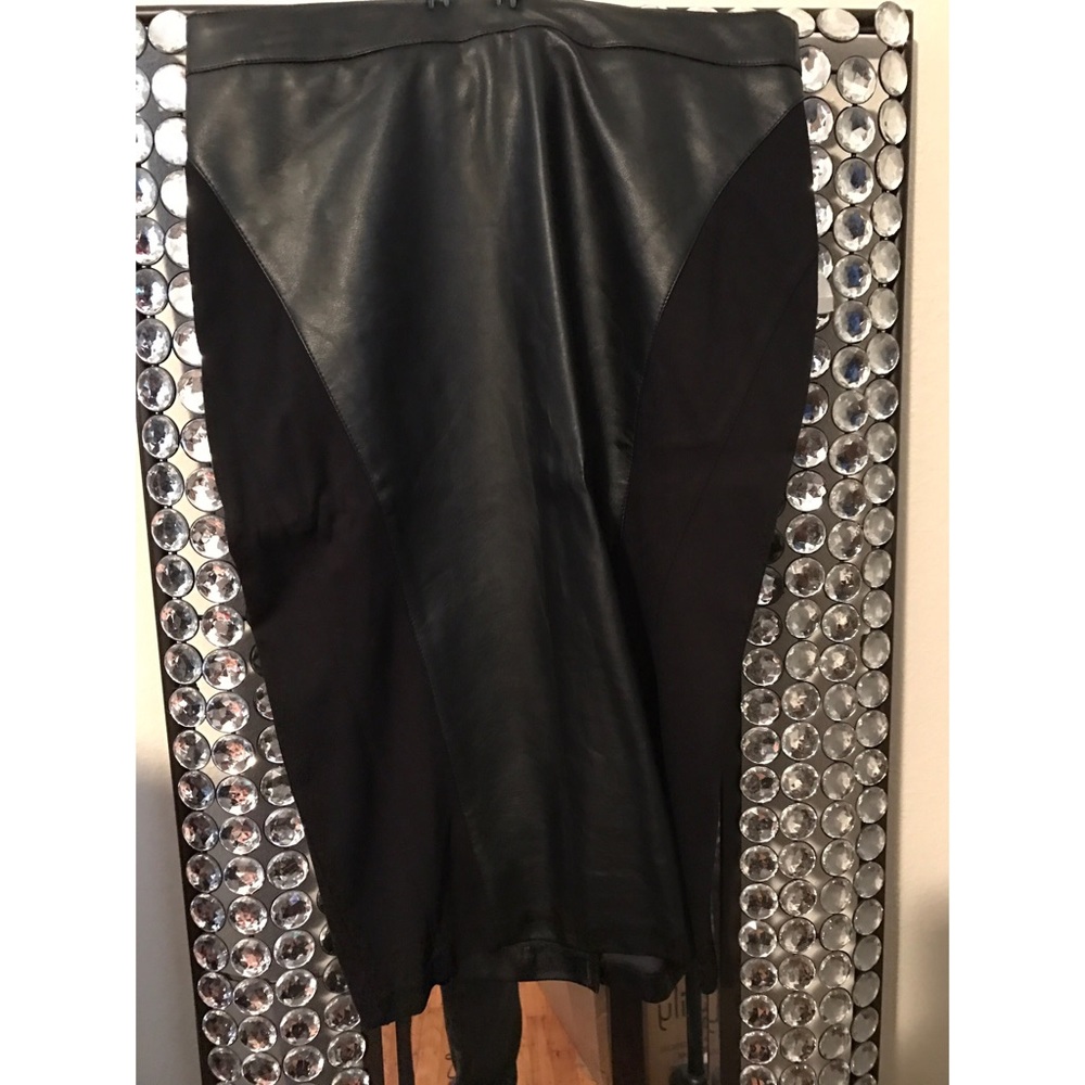 Faux leather pencil skirt.