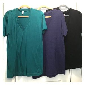 3 American Apparel V-Neck T-Shirts