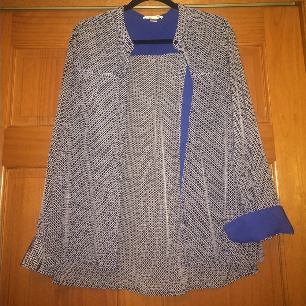 Amazing silk button down with blue lining.