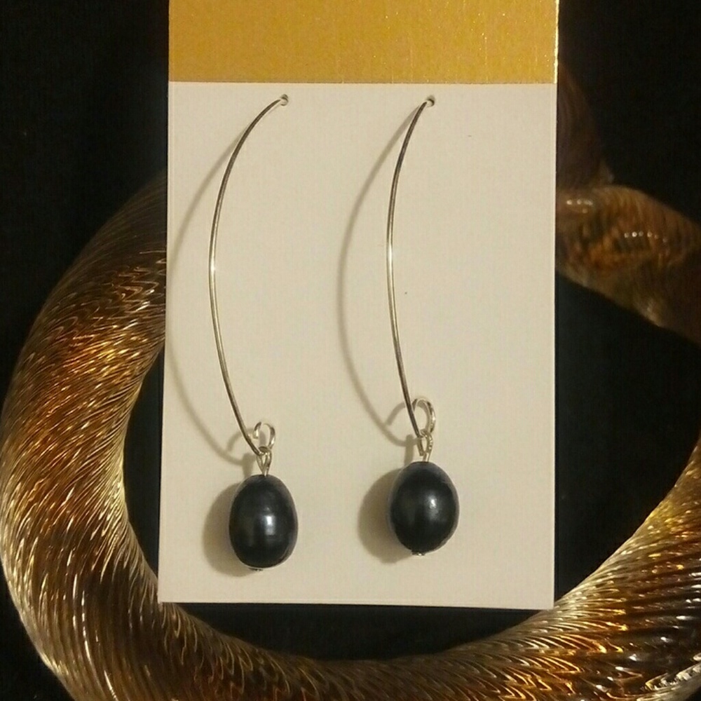 Sterling arch purple pearl earrings