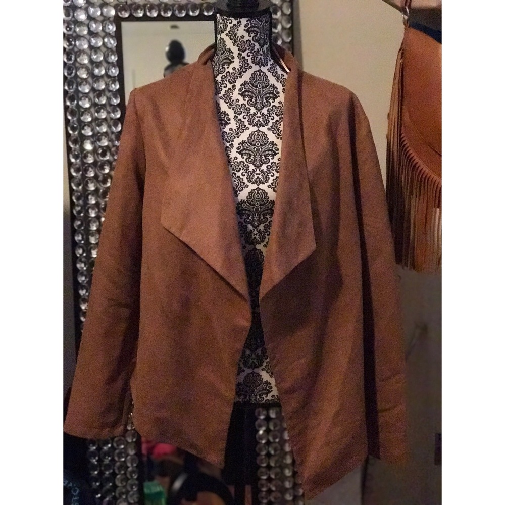 Faux suede cognac colored jacket.