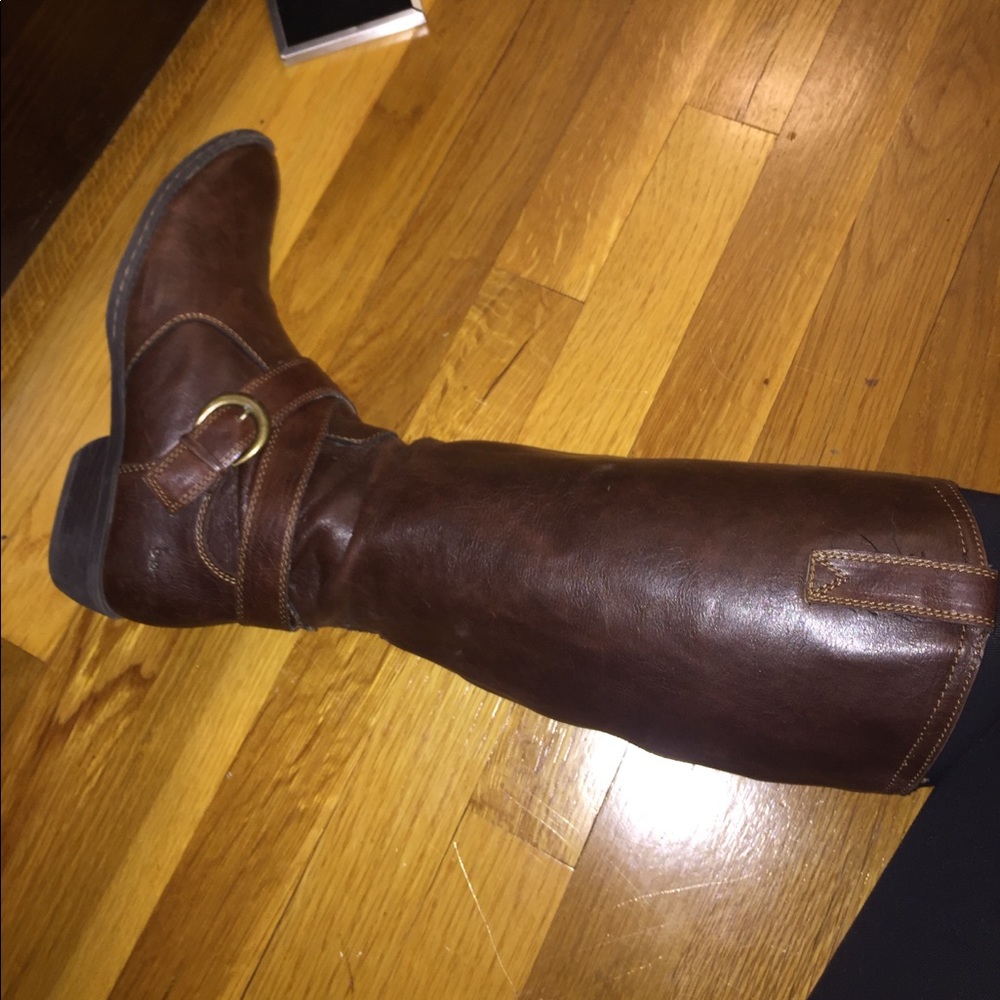 Brown leather boots