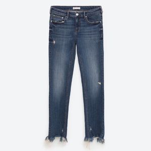 Zara Woman mid rise frayed jeans