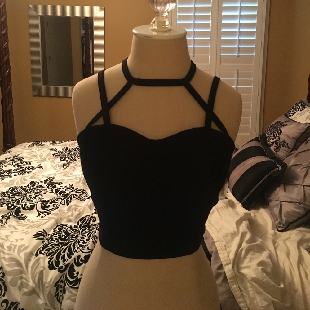 Black Caged Crop Top