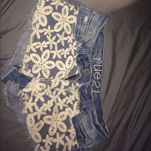 Lace shorts.