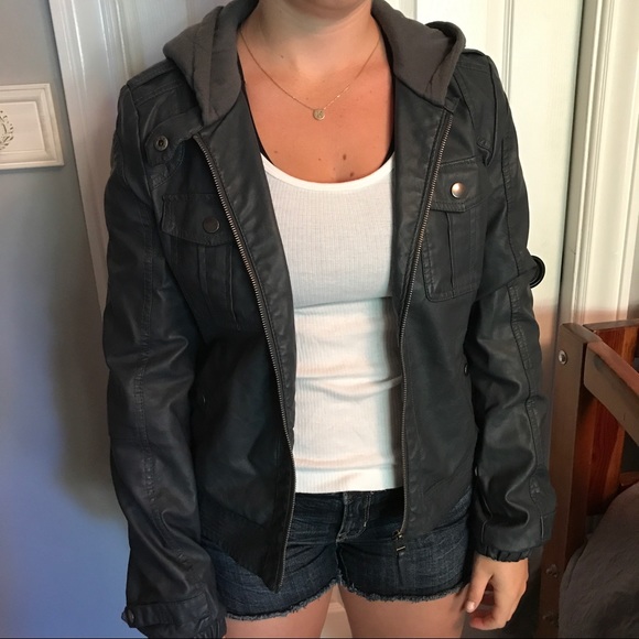 Xhilaration Jackets & Blazers - GREY faux leather jacket