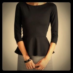 Green envelope black peplum top