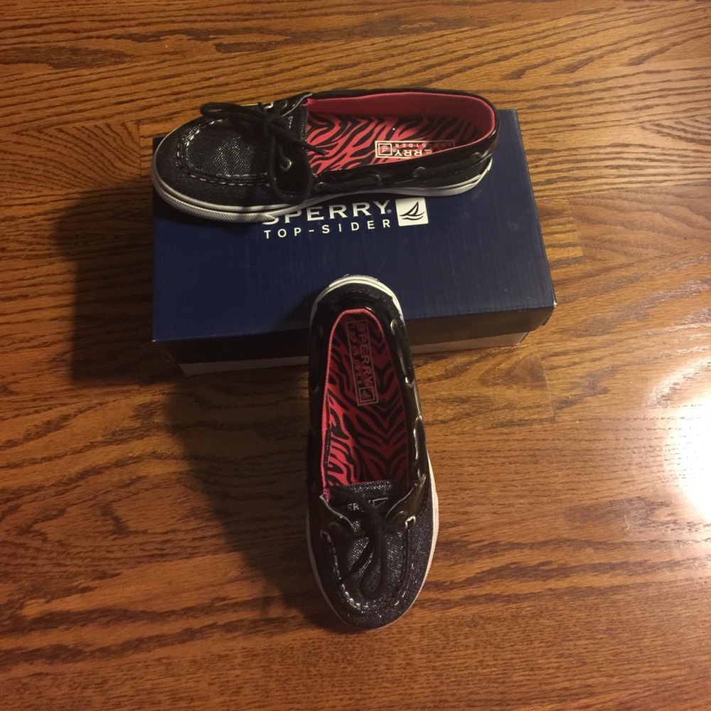 Sperry Top Sider Black Biscayne Deck shoes size 2