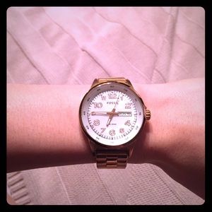 Rose gold plated Fossil watch