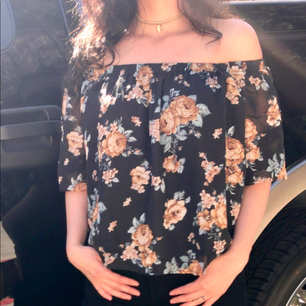 Floral Chiffon Off Shoulder Top
