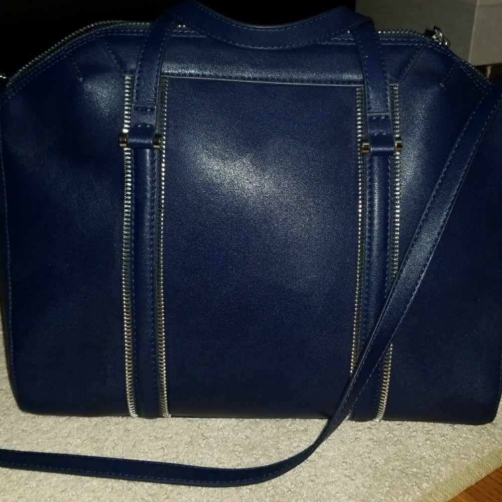 Zara top handle navy handbag