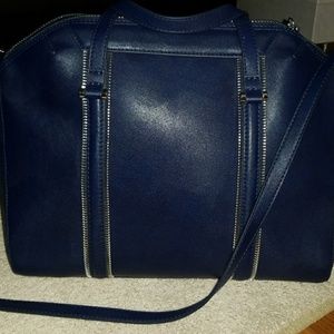 Zara top handle navy handbag