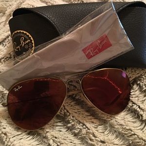 Ray Ban Aviator Sunglasses Red Mirrored