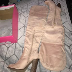 Suede thigh high boots