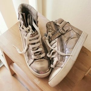 Michael Kors Gunmetal Hightop Sneakers Ivy Shine
