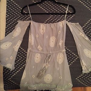 Off the shoulder blue dress