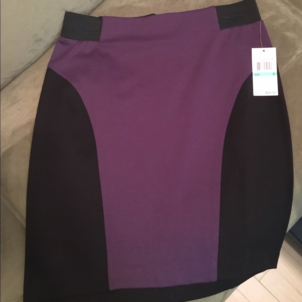 Michael Kors Black and Purple Pencil Skirt