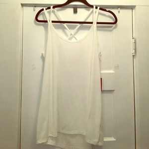 White Mossimo Criss Cross Back Baggy Tank