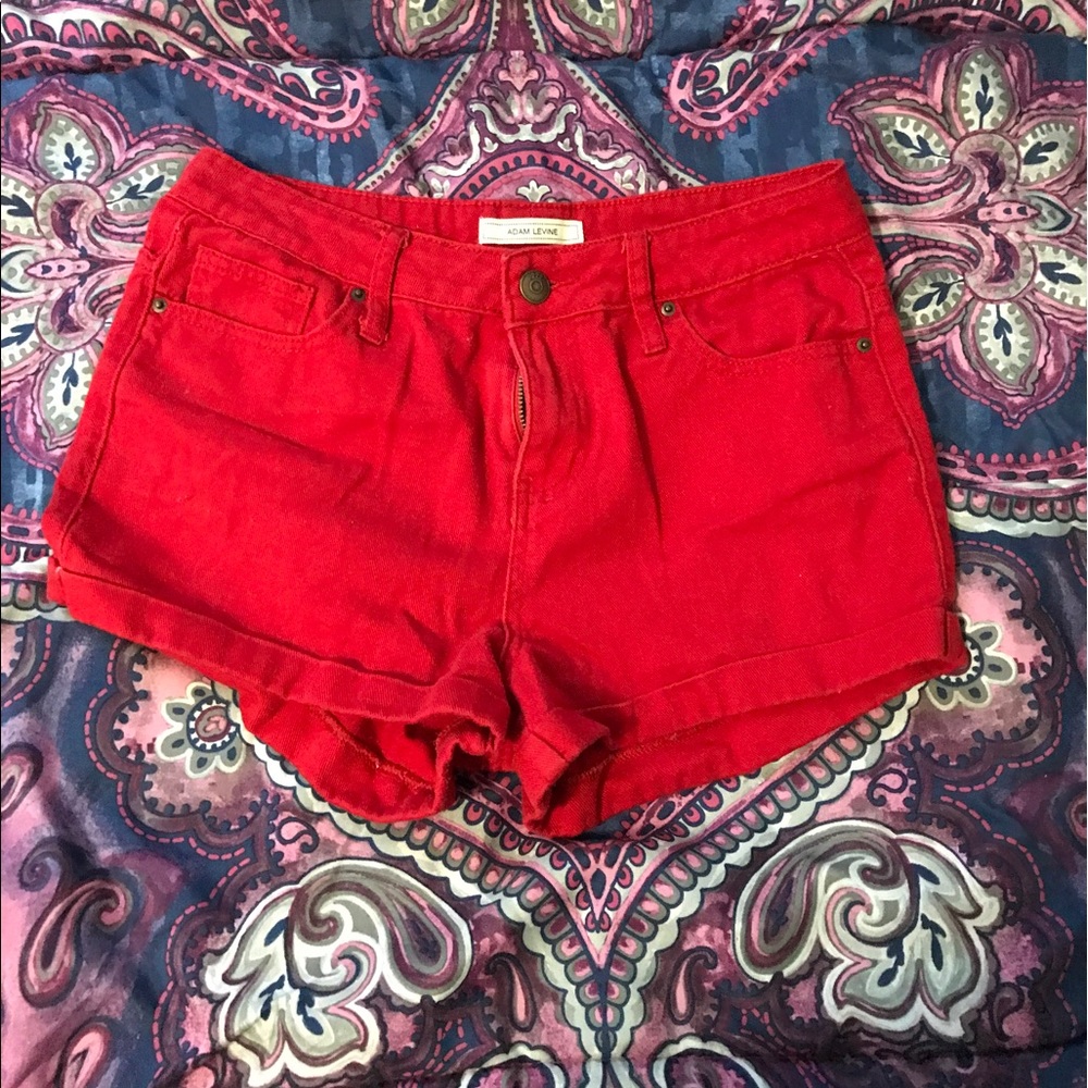 Adam Levine Red Jean Shorts